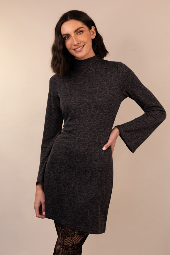 Mirage Dark Grey Bell Sleeve Dress