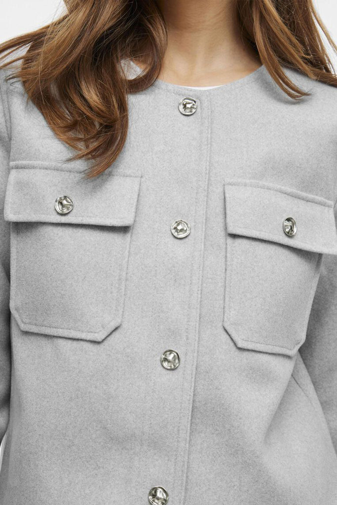 Solo Grey Melange Button Jacket