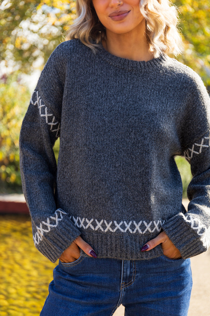 Amanda Dark Grey Stitch Knit