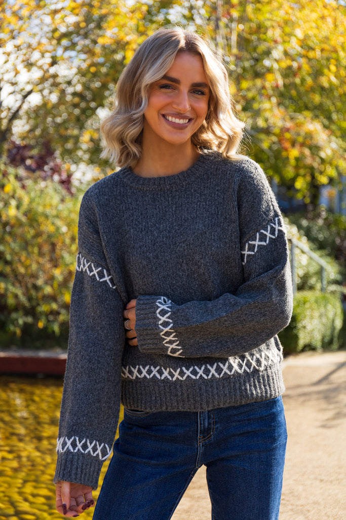 Amanda Dark Grey Stitch Knit