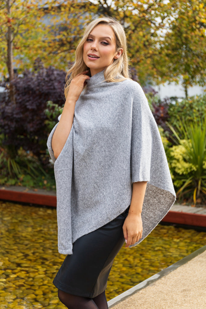 Fortuna Grey Knit Poncho