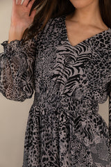 Ria Life Grey Animal Print Mini Dress