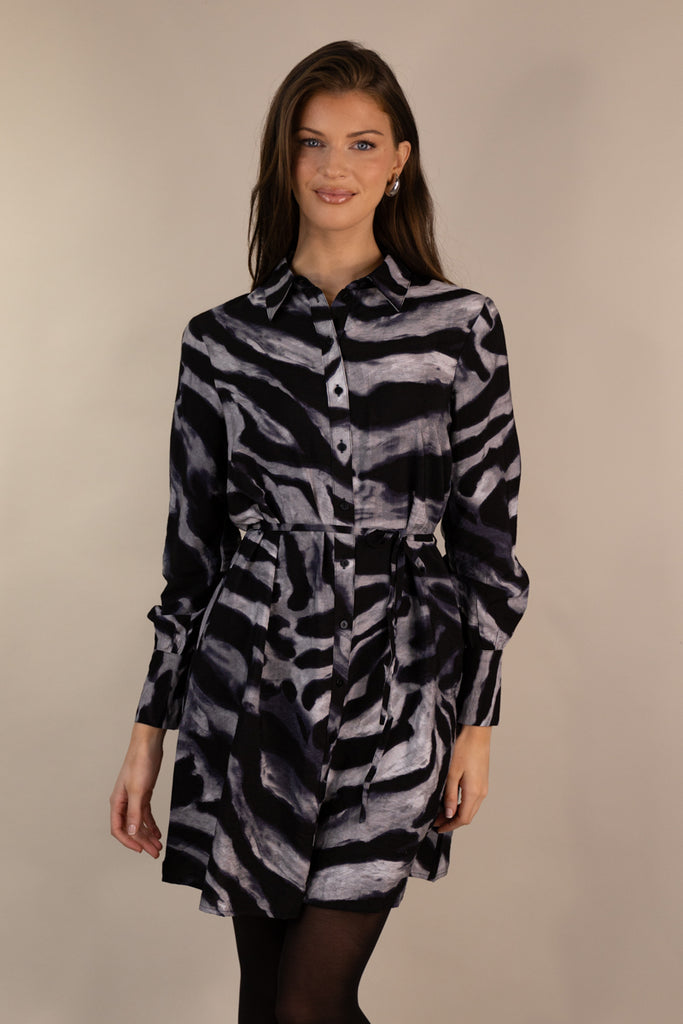 Camille Black & Grey Shirt Dress