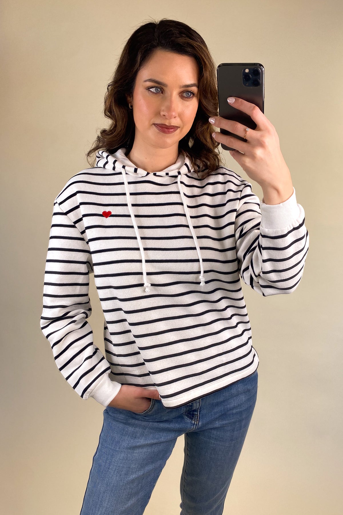 Chilli Striped Heart Hoodie