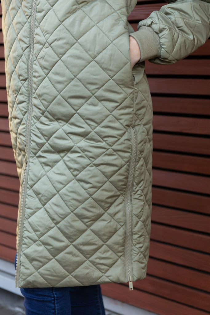 Gilly Quilted Green Zip Coat