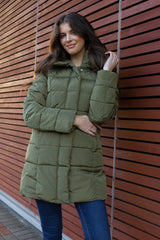 Lina Green Puffer Hooded Coat