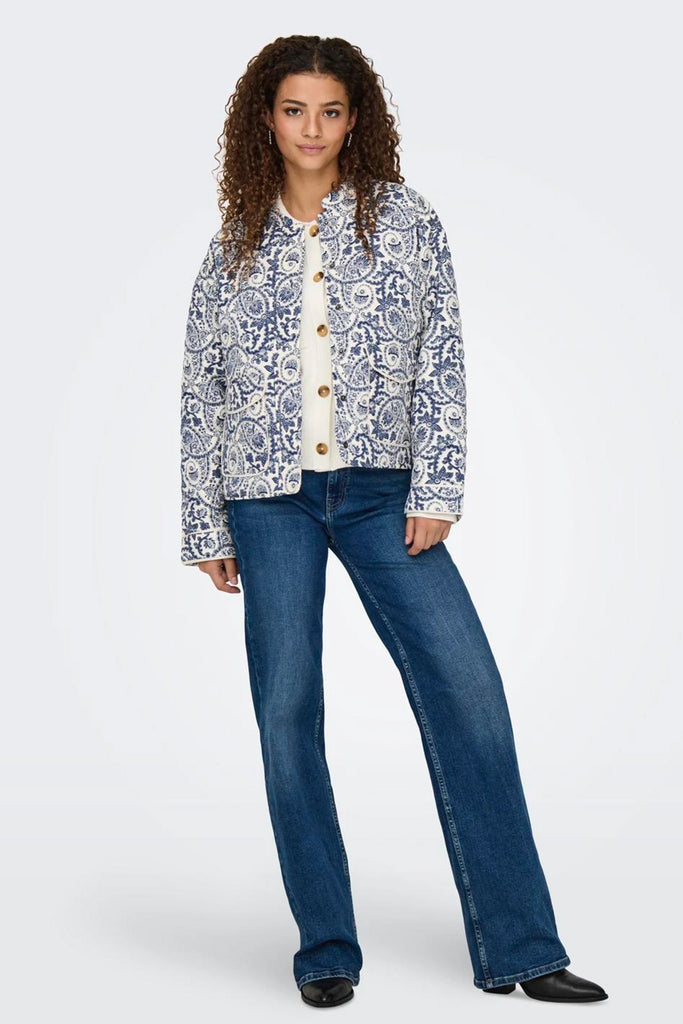 Hallie Quilted Blue Tile Print Jacket