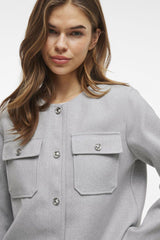 Solo Grey Melange Button Jacket