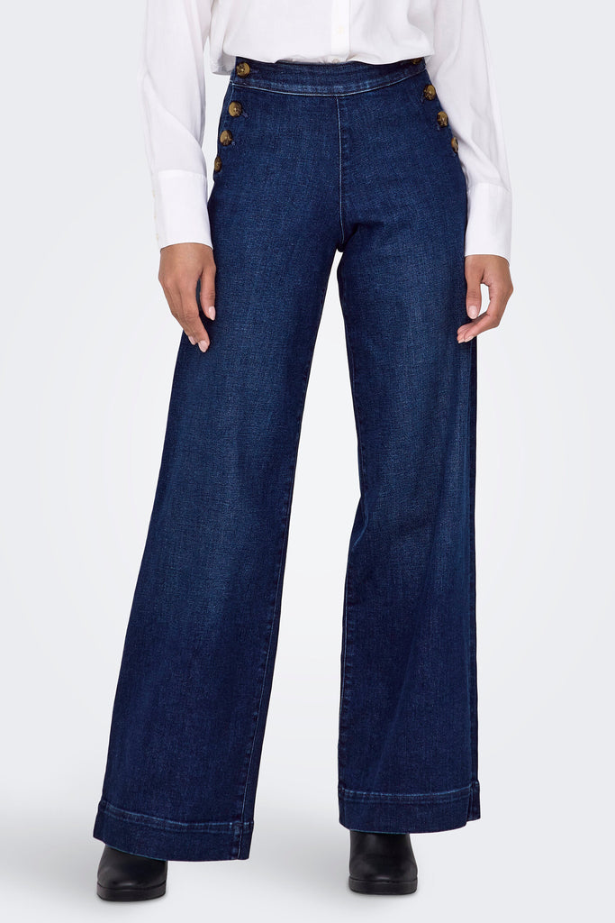 Madison High Waisted Wide Leg Button Jean