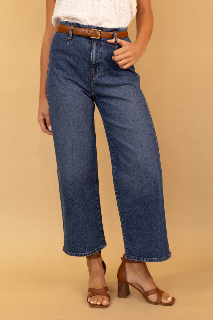 Ava Wide Leg Belted Jeans