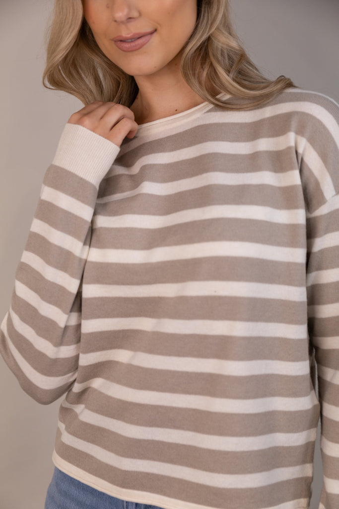 Fantastic Beige & Cream Stripe Knit