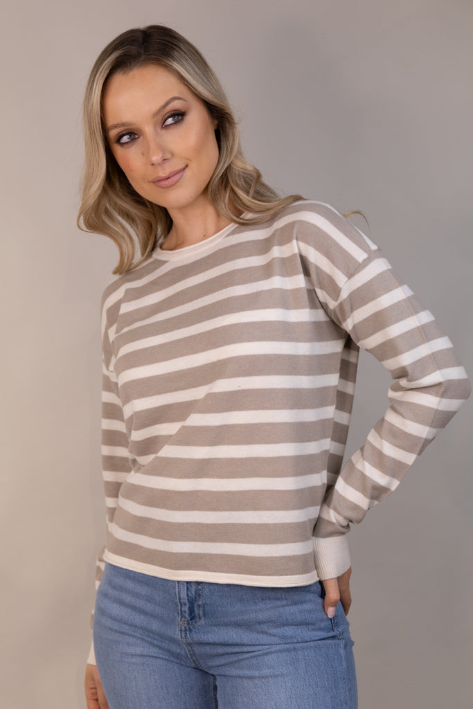 Fantastic Beige & Cream Stripe Knit