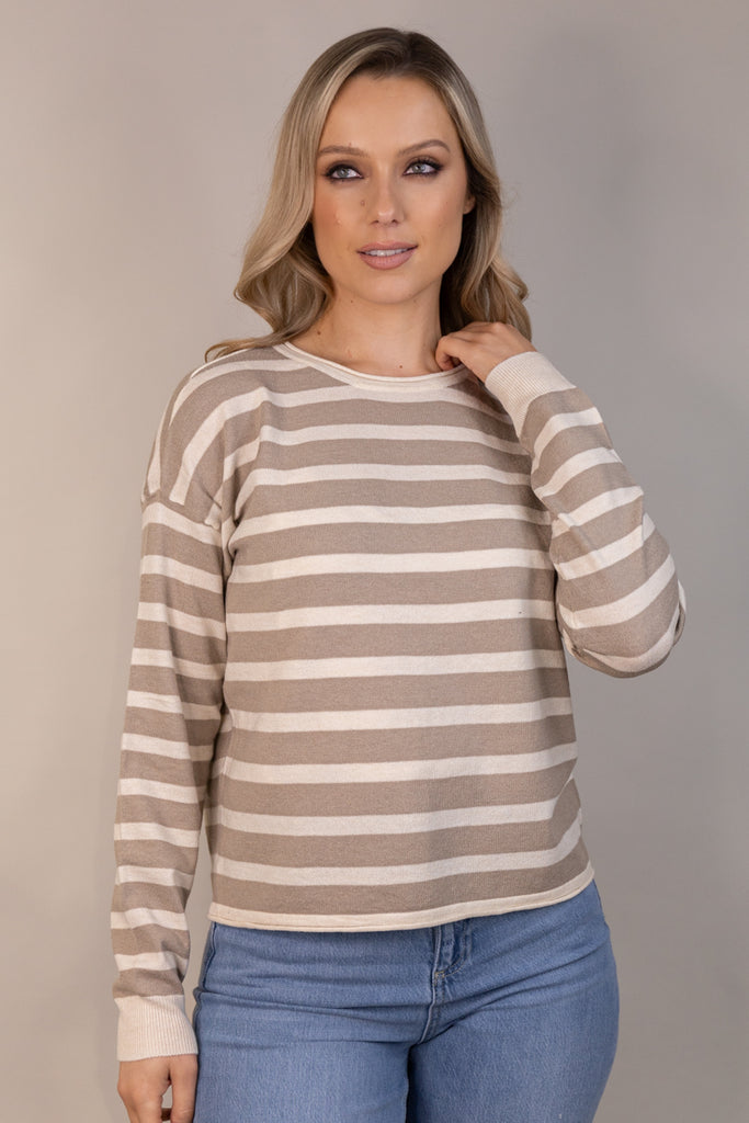 Fantastic Beige & Cream Stripe Knit