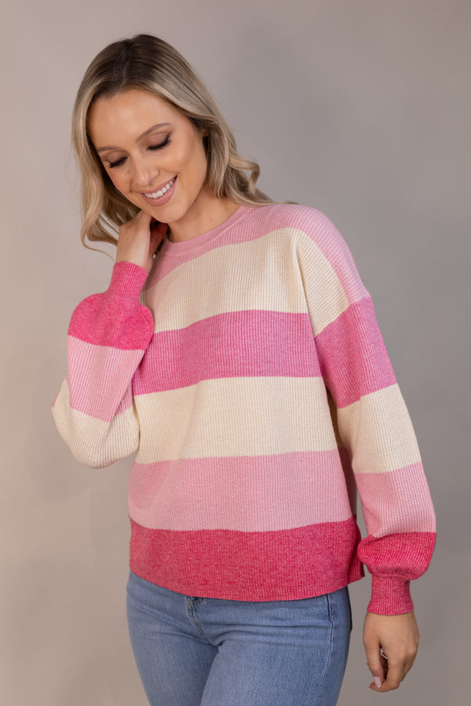 Latia Stripe O-Neck Knit