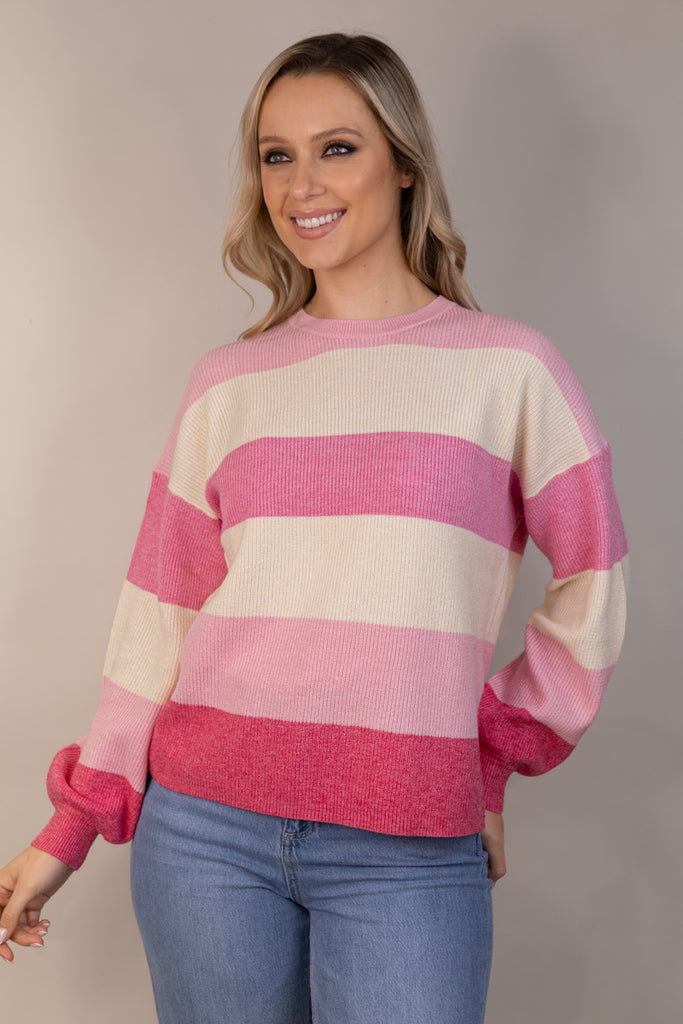 Latia Stripe O-Neck Knit