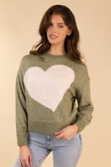 Lovella Green & Cream Heart Knit