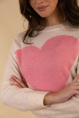 Lovella Cream & Pink Heart Knit