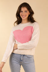 Lovella Cream & Pink Heart Knit