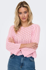 Nola Pink Crochet Cropped Knit