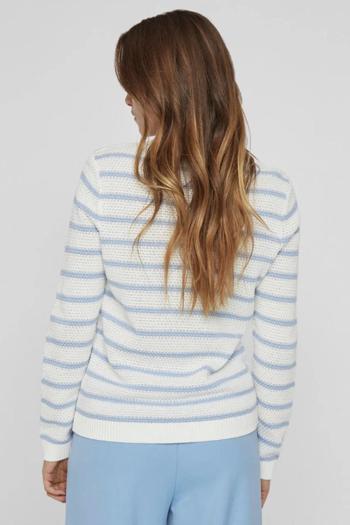 Dalo O-Neck Kentucky Blue & White Stripe Knit Jumper