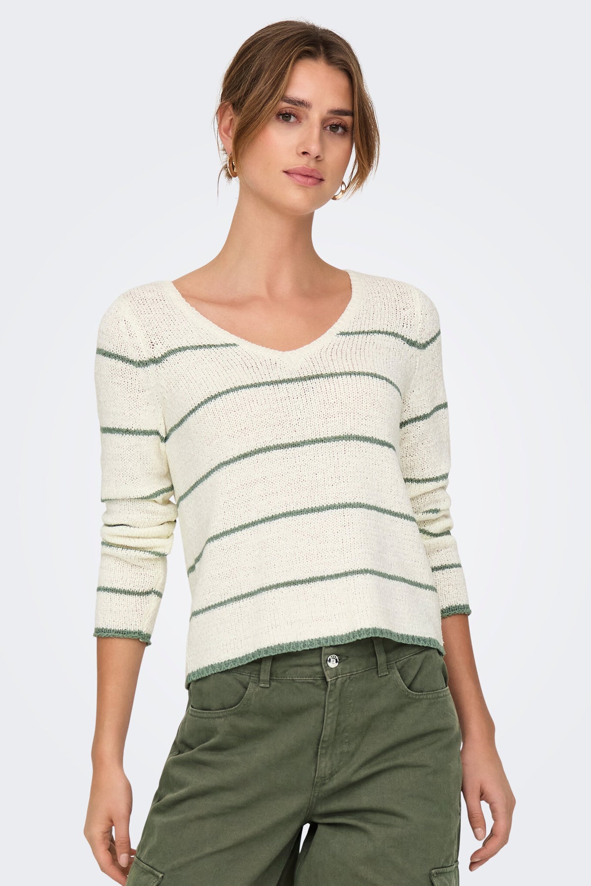 Geena V-Neck Stripe Knit