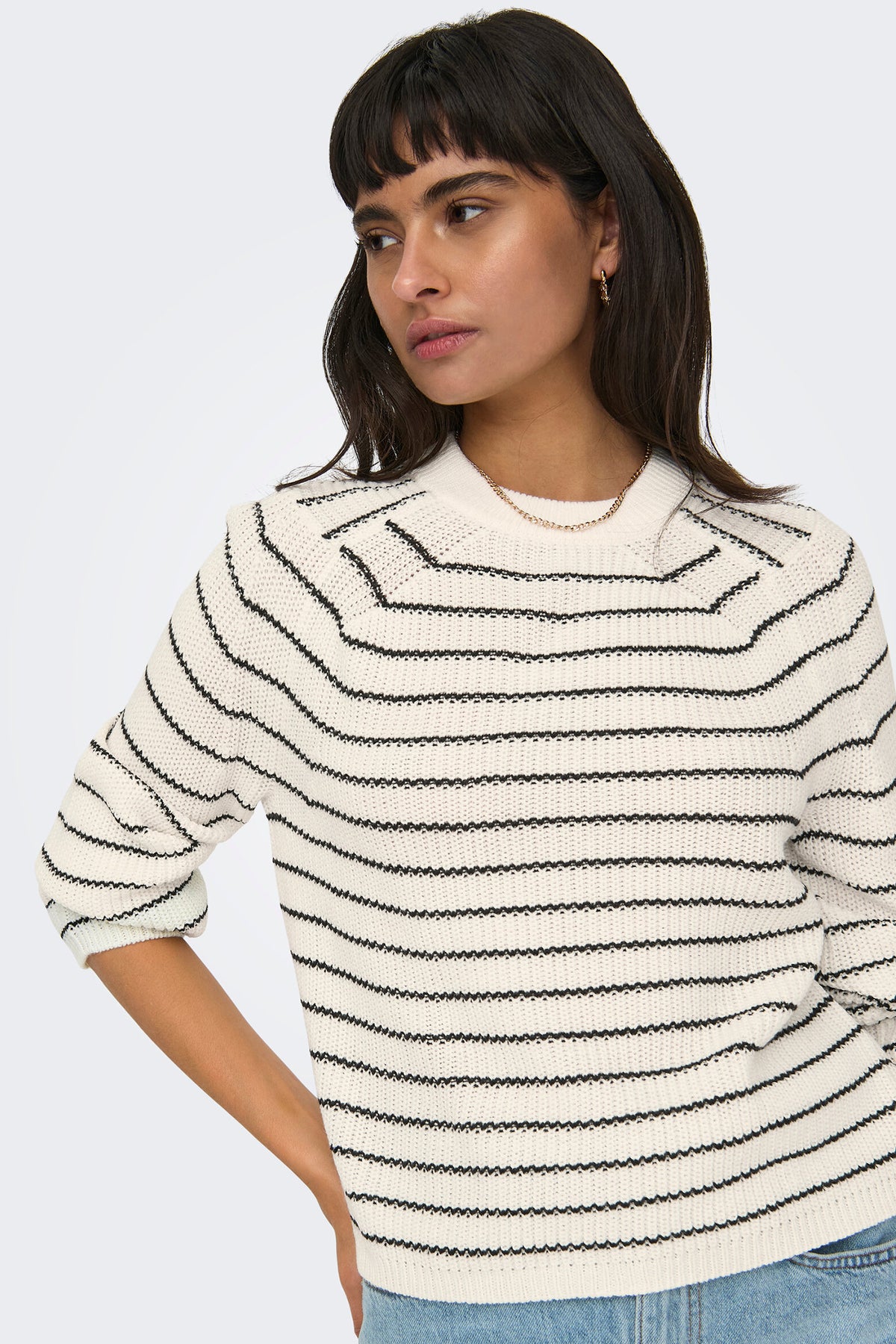 Base Off White & Black Stripe Knit