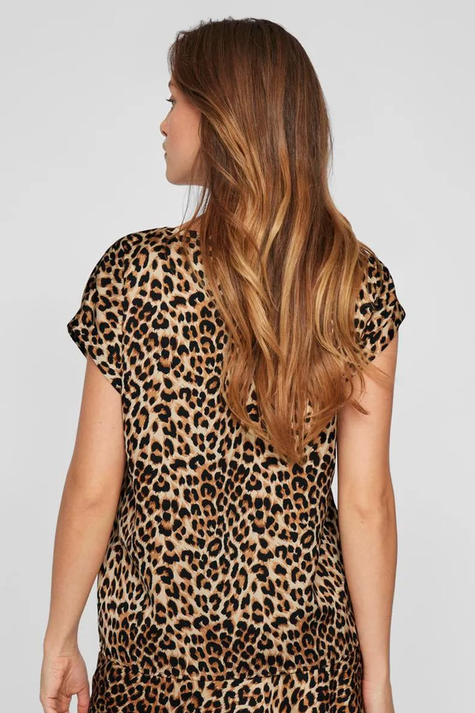 Ellette Leopard Print Satin Top