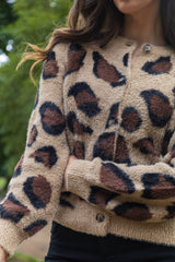 Helly Leopard Brushed Wool Cardigan