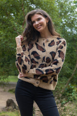 Helly Leopard Brushed Wool Cardigan