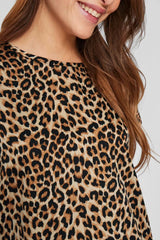 Ellette Leopard Print Satin Top