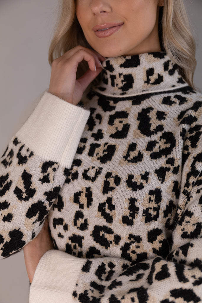 Scarlett Leopard Roll Neck