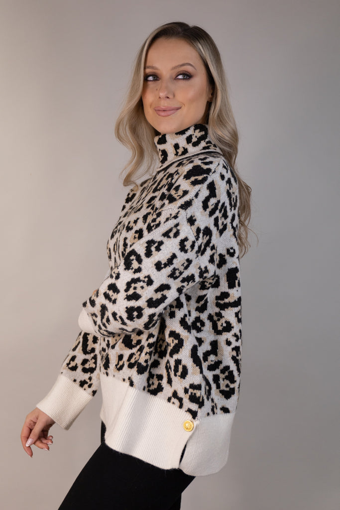 Scarlett Leopard Roll Neck