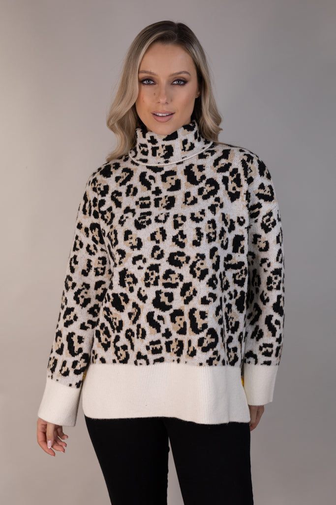 Scarlett Leopard Roll Neck