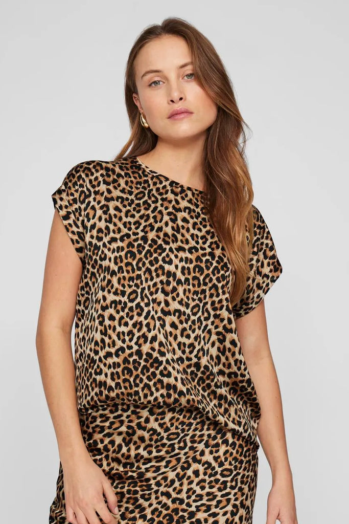 Ellette Leopard Print Satin Top