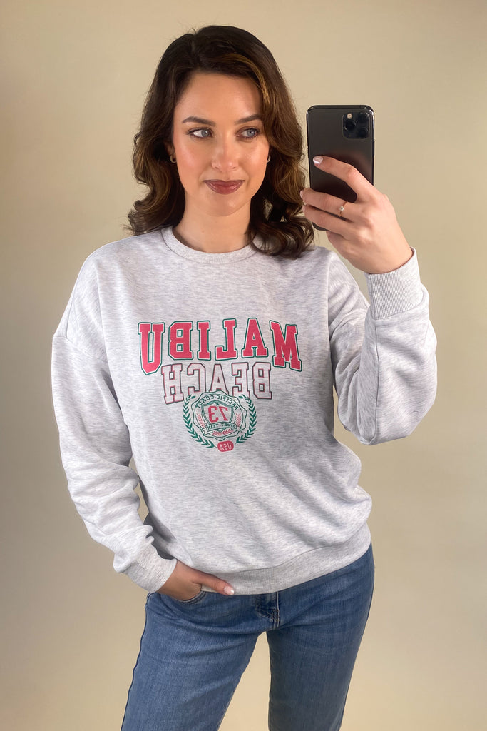 Grey Graphic Malibu Sweatshirt