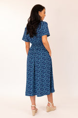 Clara Navy & Green Print Dress