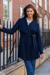 Cooley Navy Collar Belted Coat