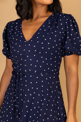 Michelle Navy Heart Print Dress