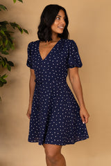 Michelle Navy Heart Print Dress