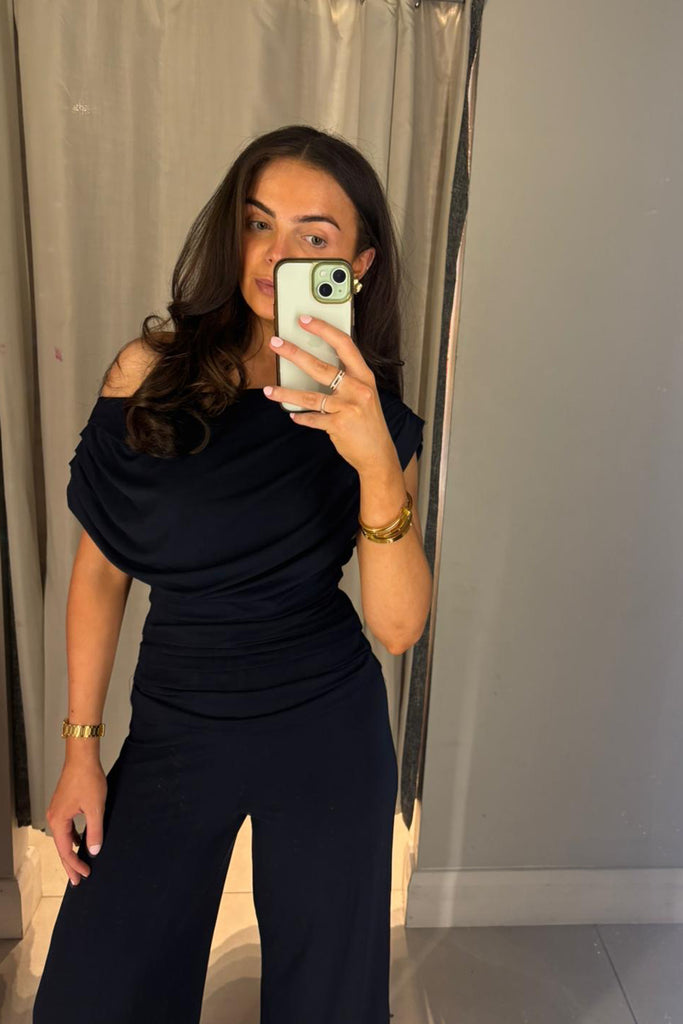Navy Rouched Jumpsuit
