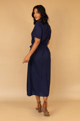 Nova Irina Navy Belted Shirt Dress