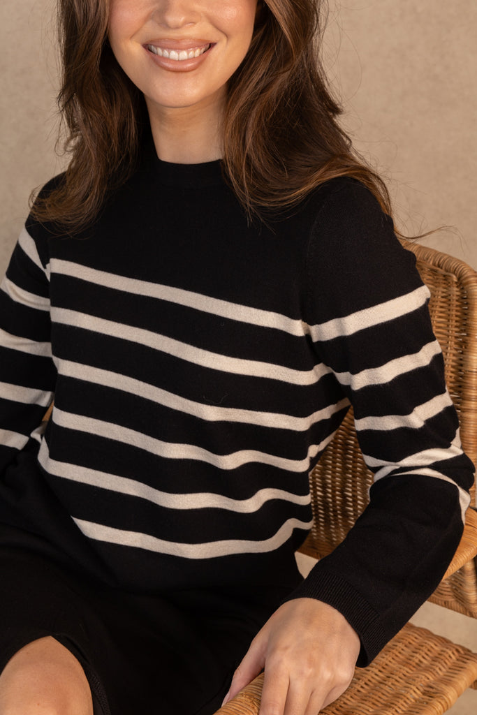 Saba Black & Cream Stripe Knit