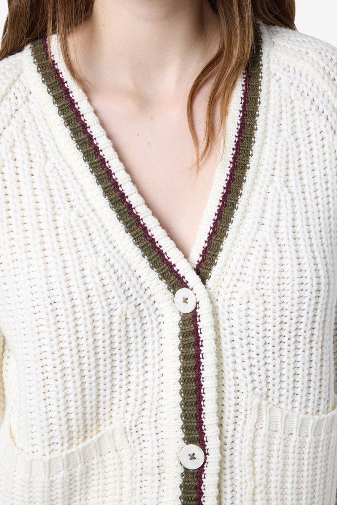 Charlie White Contrast Trim Varsity Cardigan