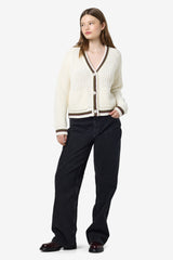 Charlie White Contrast Trim Varsity Cardigan