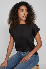 Black Ellette Satin Top