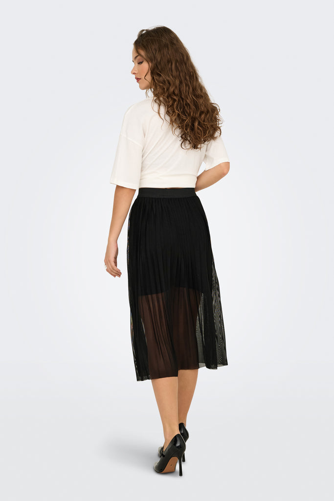 Elsa Pleat Black Mesh Skirt
