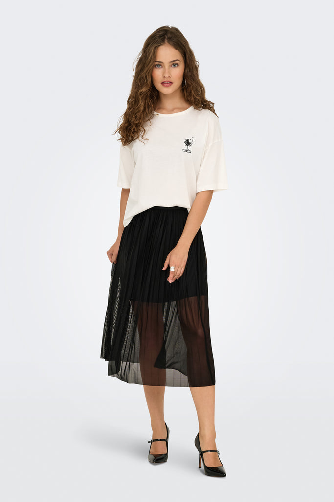 Elsa Pleat Black Mesh Skirt