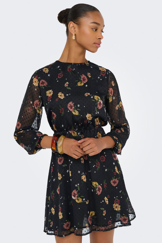 Eliza Black Floral Mini Dress
