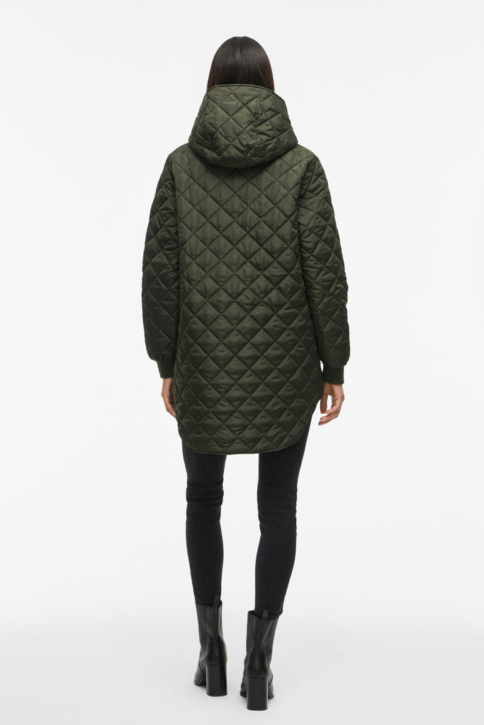 Tate Deep Green Quilted Hooded Jacket