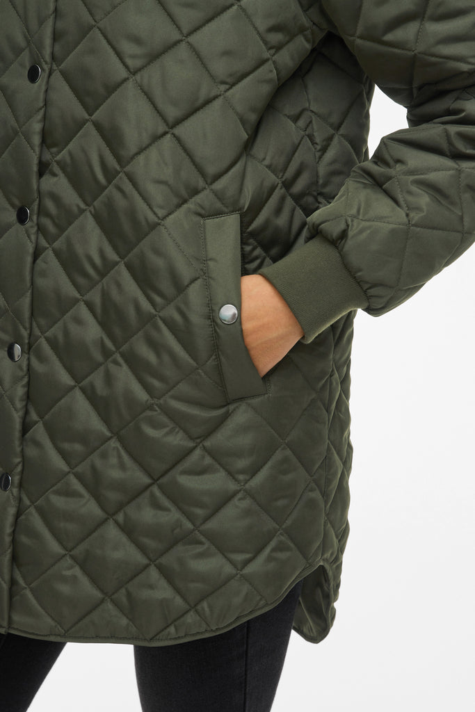 Tate Deep Green Quilted Hooded Jacket